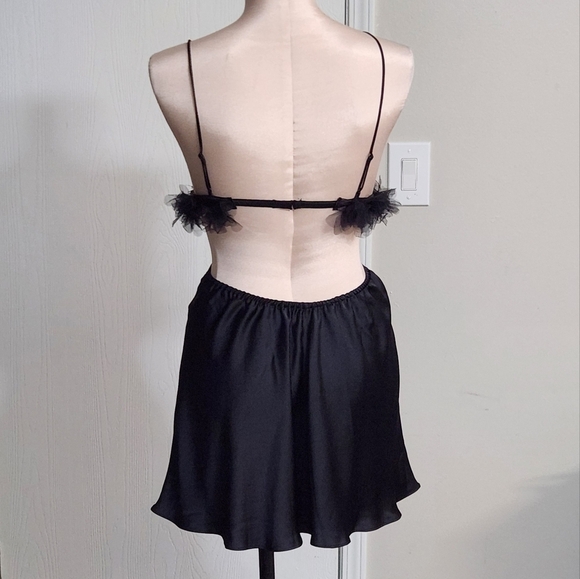 New!For Love And Lemons Satin‎ Cutout Tulle Trim Slip Dress - Picture 11 of 14